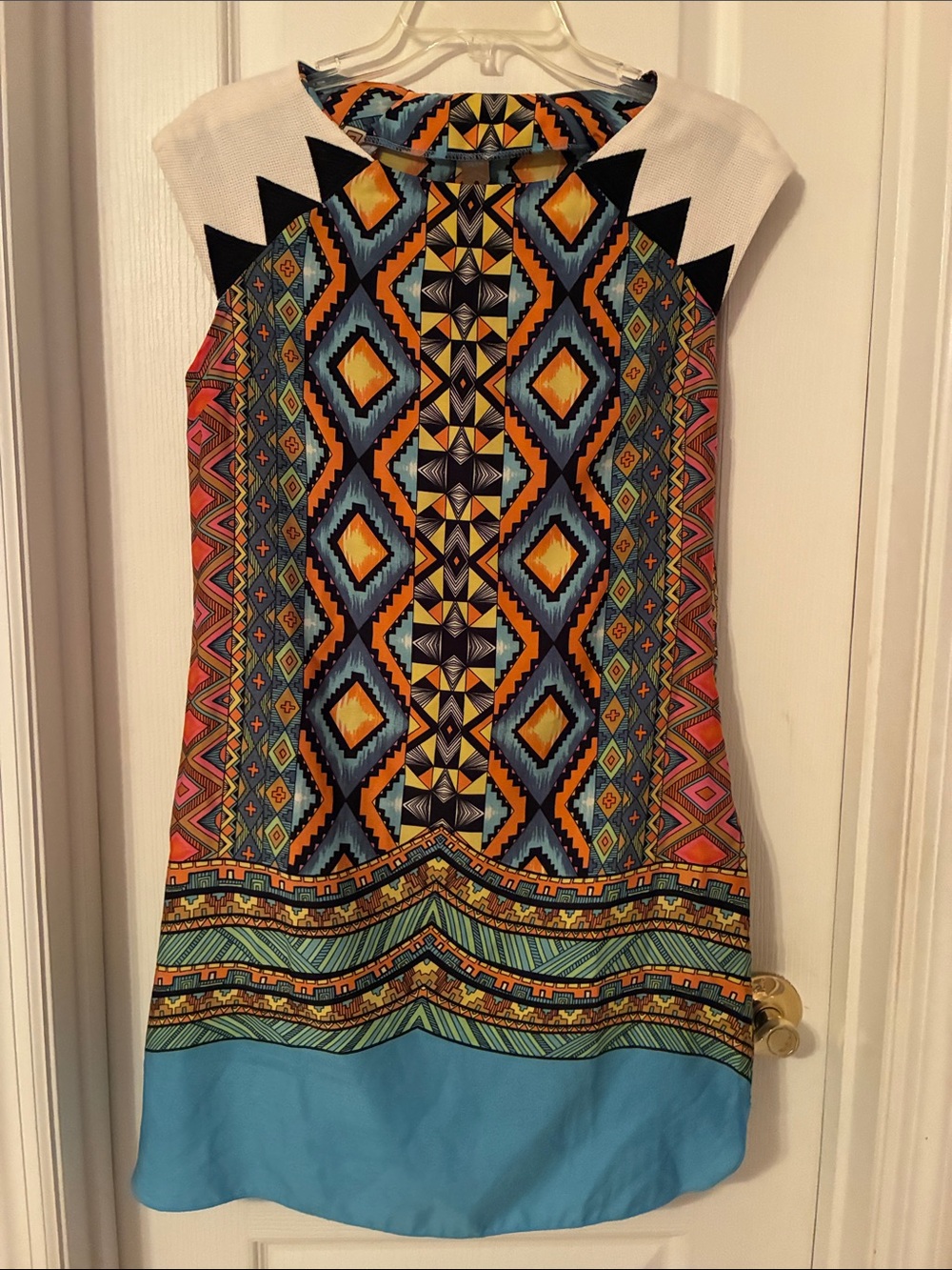 Farm Rio Anthropologie Aztec Print Sheath Dress M